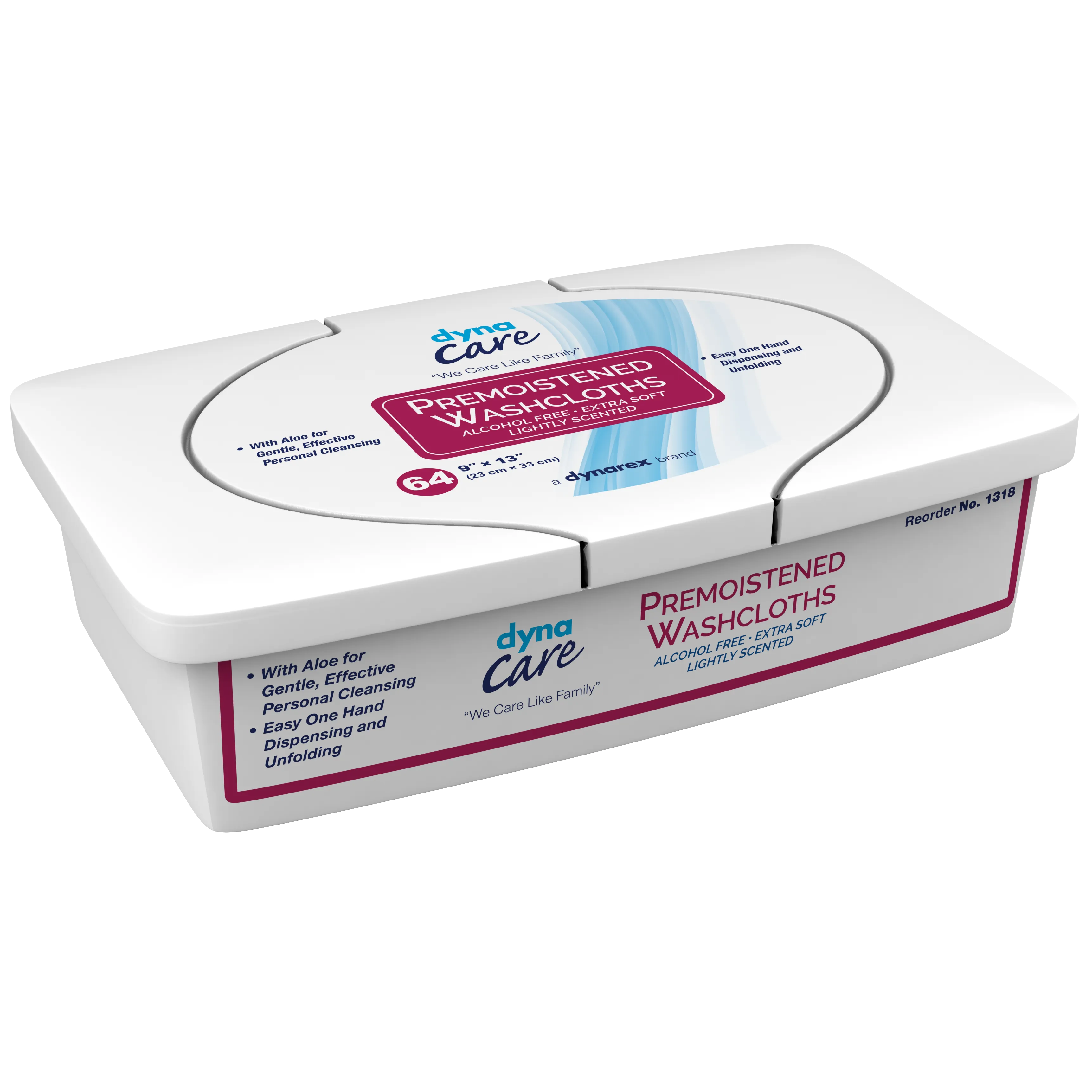 Dynarex - Premoistened Adult Washcloths, 9" x 13" - Tub