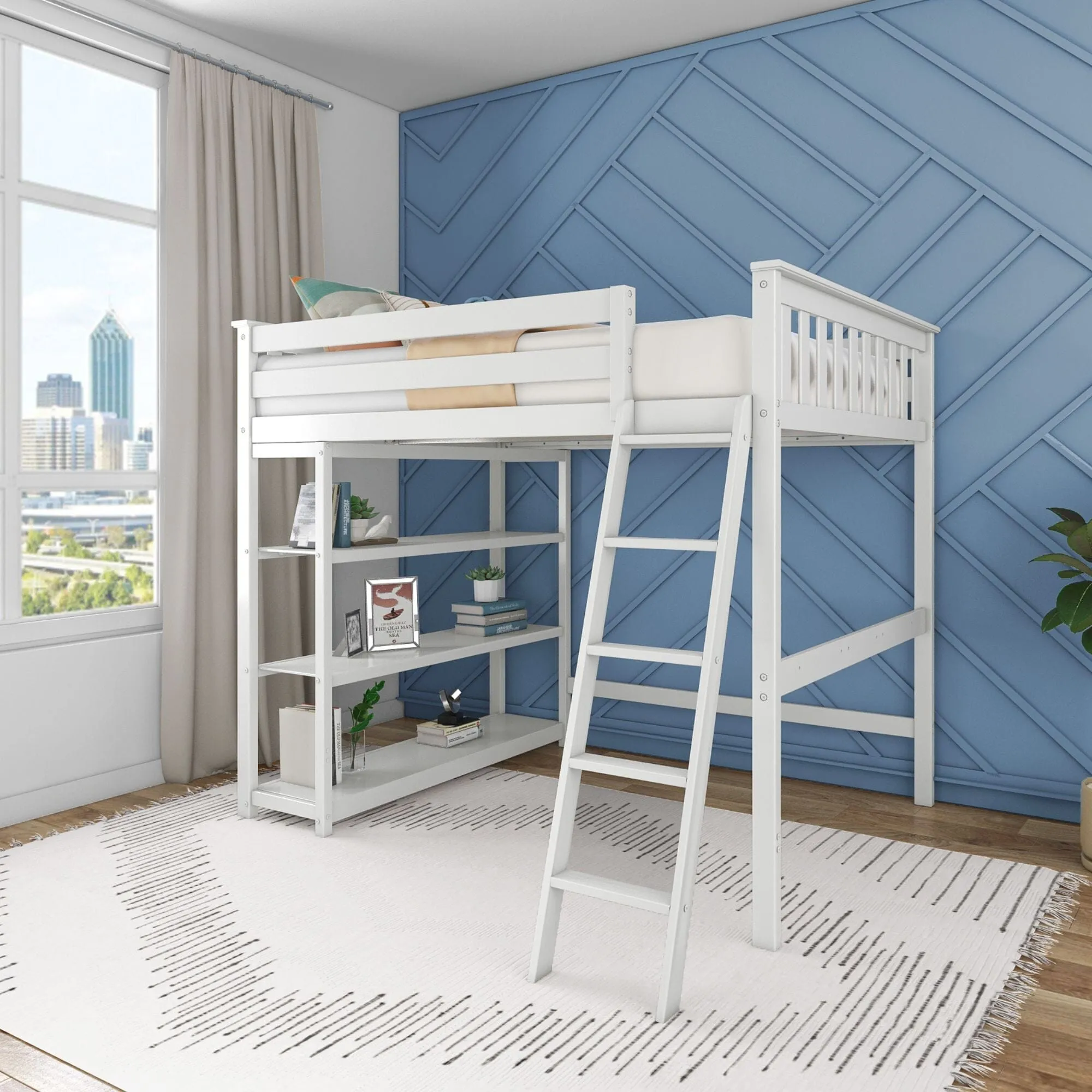 Full Loft Bed With Bookcase