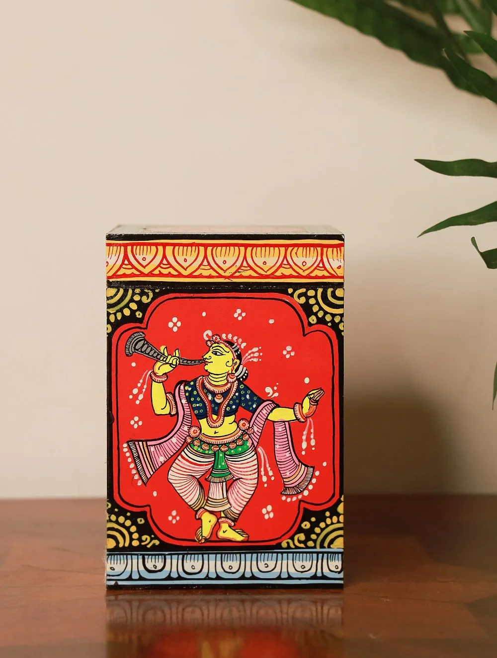 Handpainted Pattachitra Art Utility Box - The Dancer, Red