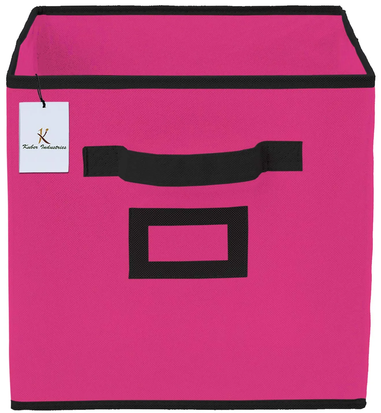 Kuber Industries Non Woven 4 Pieces Small & Large Foldable Storage Organiser Cubes/Boxes (Pink & Black) - CTKTC035348