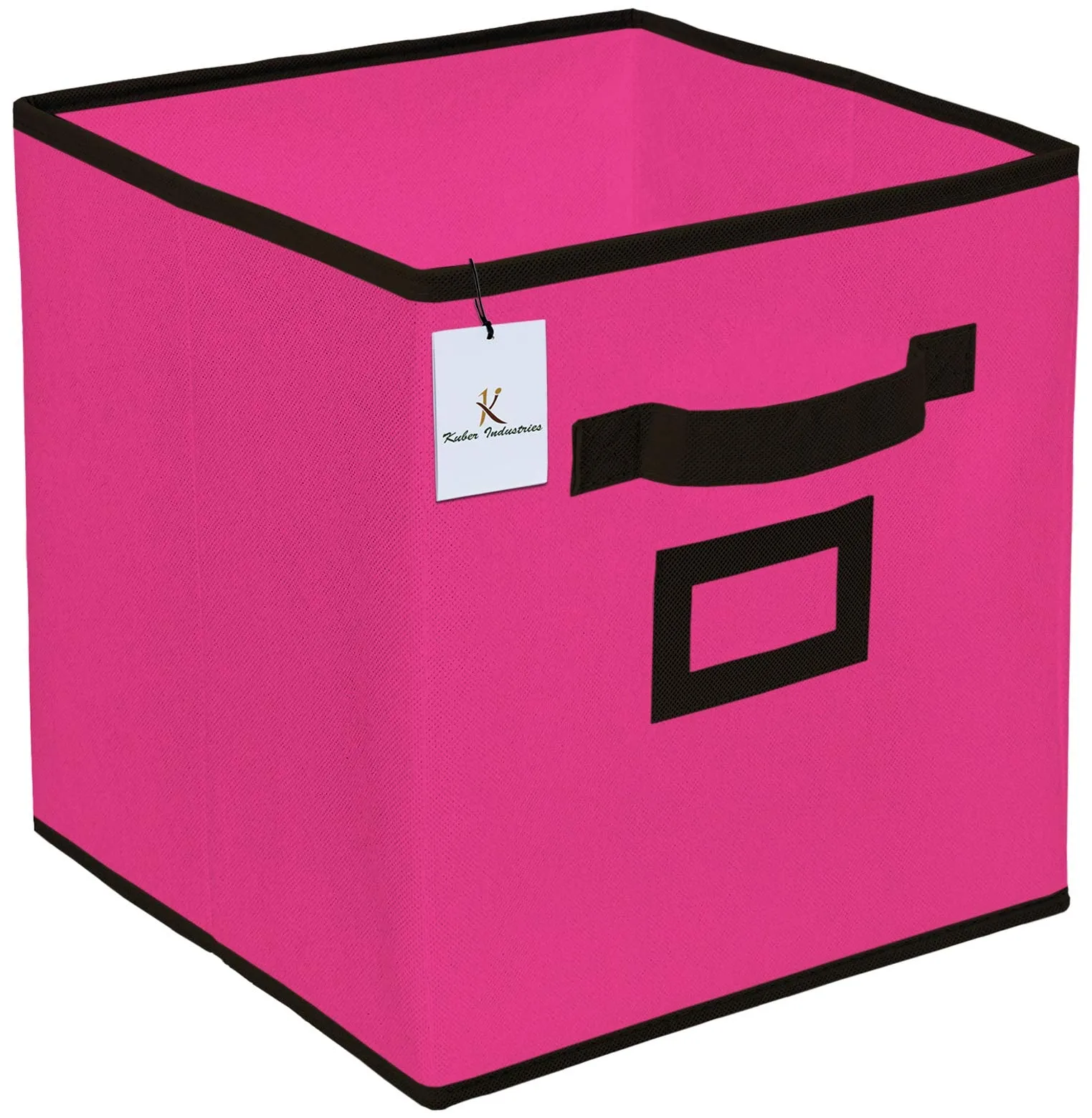 Kuber Industries Non Woven 4 Pieces Small & Large Foldable Storage Organiser Cubes/Boxes (Pink & Black) - CTKTC035348