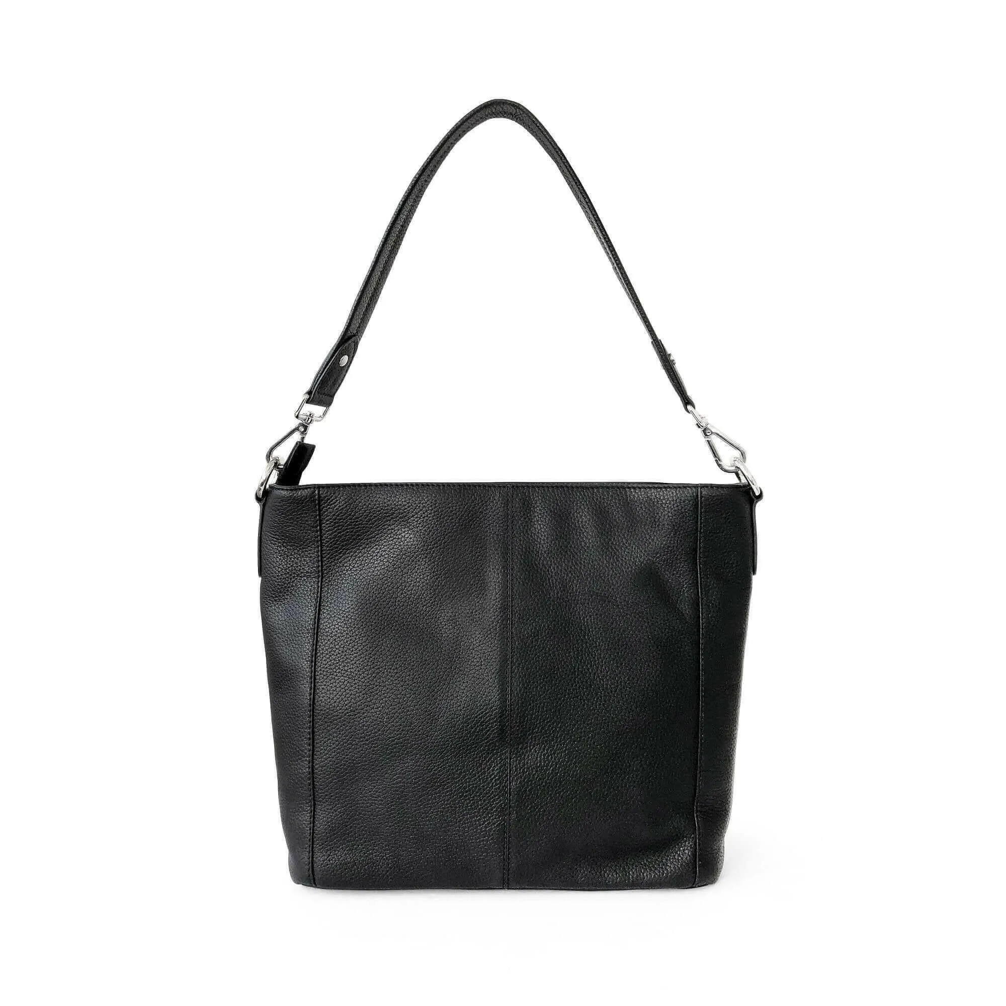 Ladies Large Leather Multi Zip Pocket Hobo Shoulder Bag