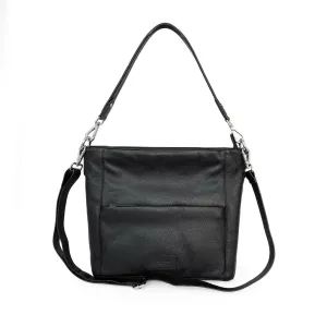 Ladies Large Leather Multi Zip Pocket Hobo Shoulder Bag