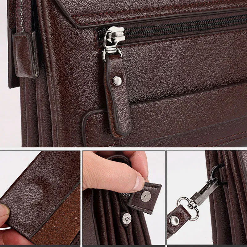 Leather Clutch for Men Triple Compartment Organizer Wrist Bag Wallet