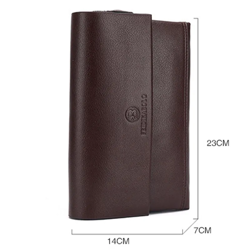 Leather Clutch for Men Triple Compartment Organizer Wrist Bag Wallet