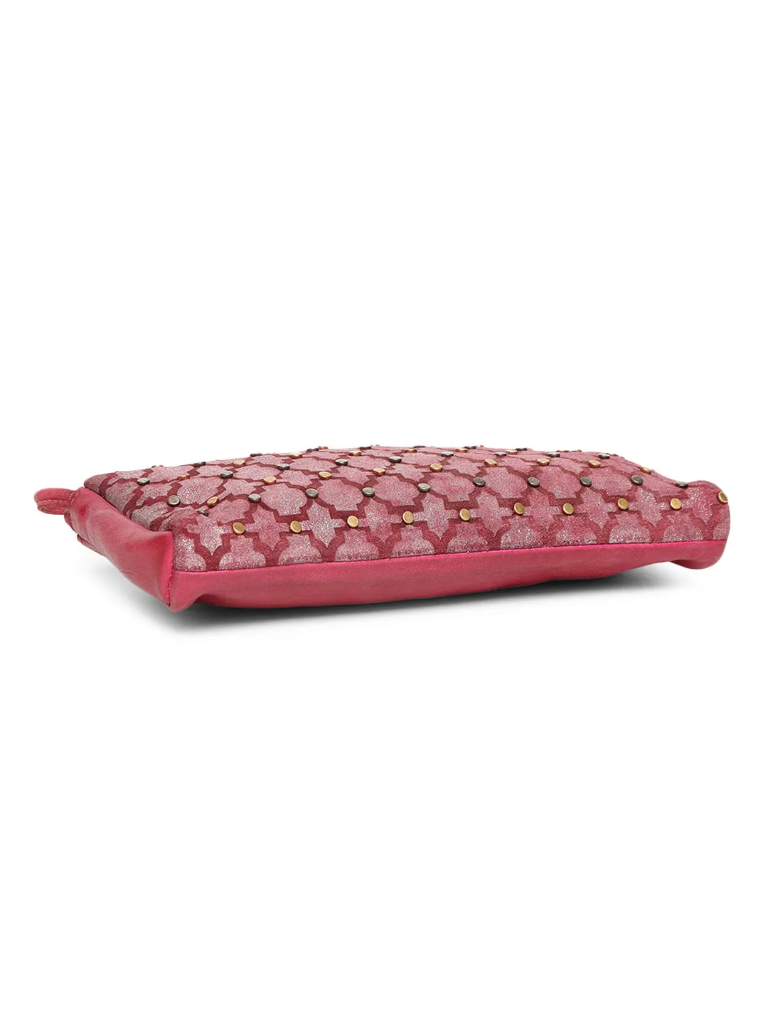 LUMINOSA: Red Leather clutch Bag By Art N Vintage
