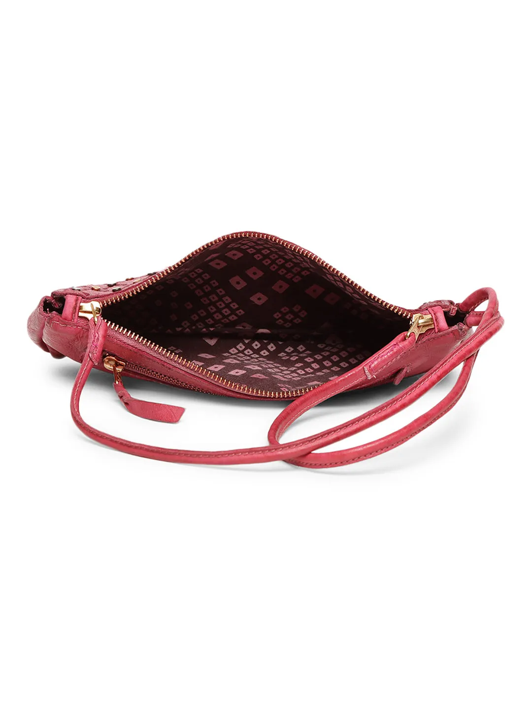 LUMINOSA: Red Leather clutch Bag By Art N Vintage