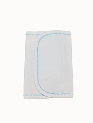 Organic Picot Trimmed Burp Cloth: Blue Trim