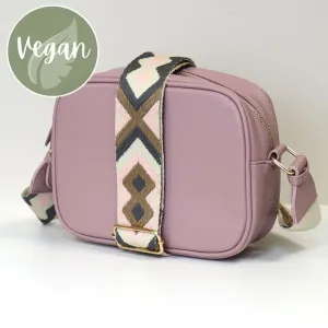 POM Dusky Pink Vegan Leather Camera Bag With Diamond Strap
