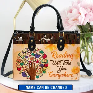 Reading Will Take You Everywhere Leather Handbag Book Lovers Gift LHB70