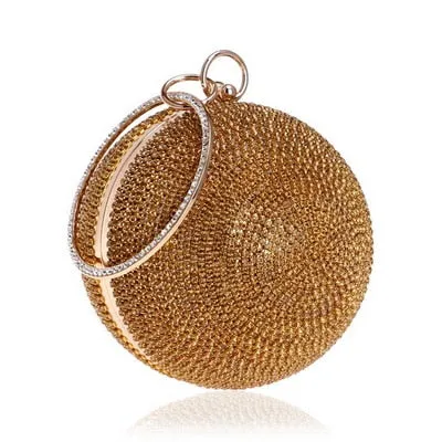 Round Rhinestone Studded Party Clutch Handbags