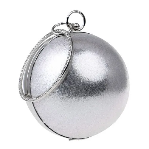 Round Rhinestone Studded Party Clutch Handbags
