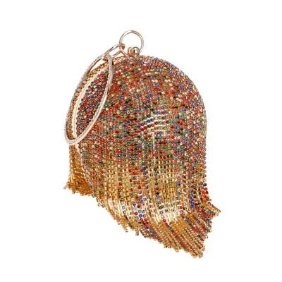 Round Rhinestone Studded Party Clutch Handbags