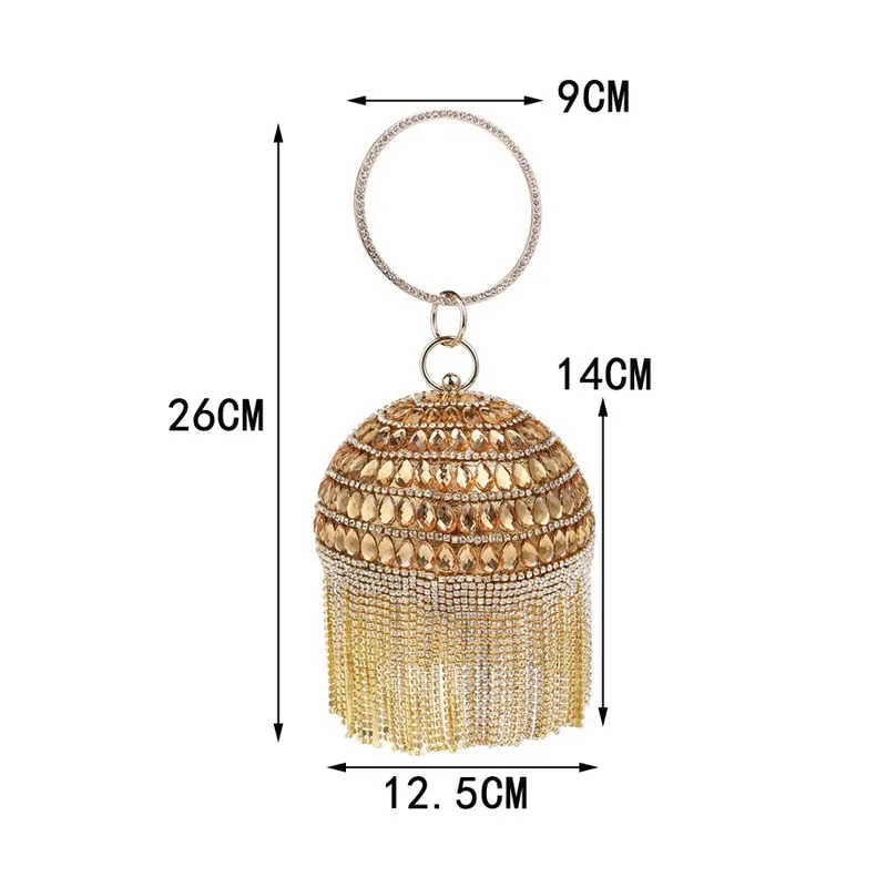 Round Rhinestone Studded Party Clutch Handbags