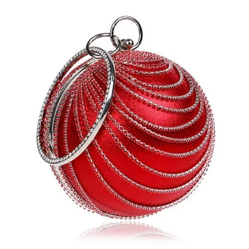 Round Rhinestone Studded Party Clutch Handbags