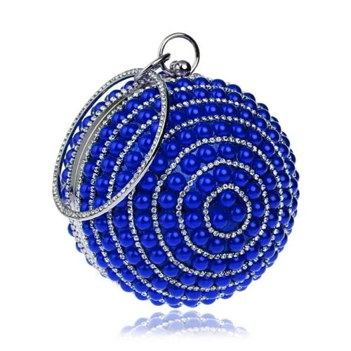 Round Rhinestone Studded Party Clutch Handbags