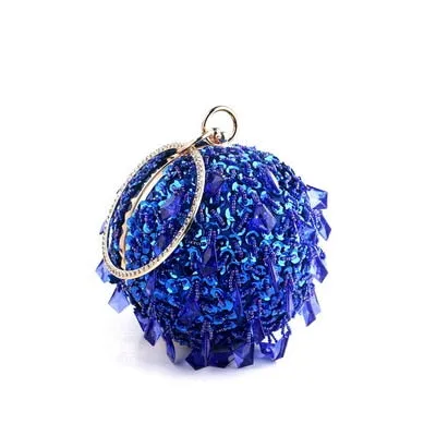 Round Rhinestone Studded Party Clutch Handbags