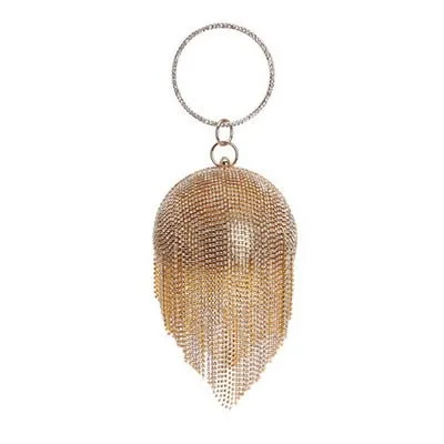 Round Rhinestone Studded Party Clutch Handbags