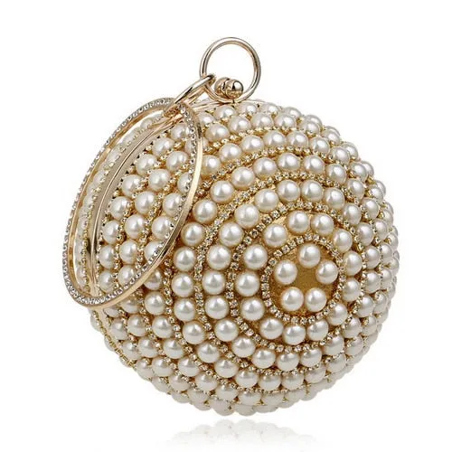 Round Rhinestone Studded Party Clutch Handbags