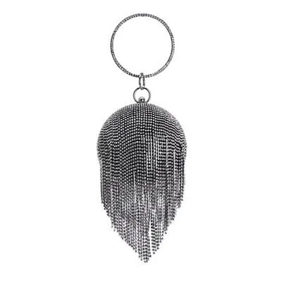 Round Rhinestone Studded Party Clutch Handbags
