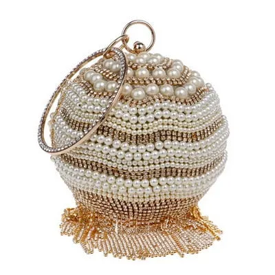 Round Rhinestone Studded Party Clutch Handbags