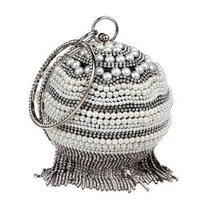 Round Rhinestone Studded Party Clutch Handbags