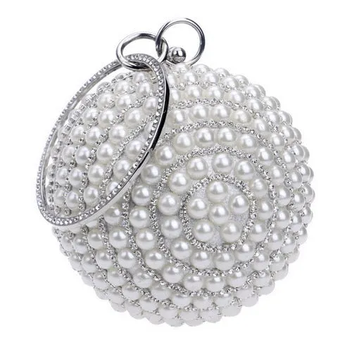 Round Rhinestone Studded Party Clutch Handbags