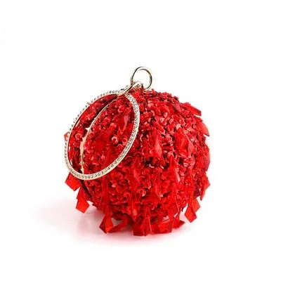 Round Rhinestone Studded Party Clutch Handbags