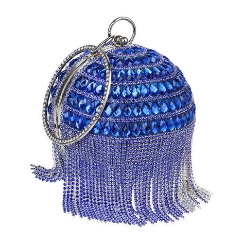 Round Rhinestone Studded Party Clutch Handbags