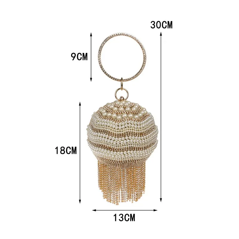 Round Rhinestone Studded Party Clutch Handbags