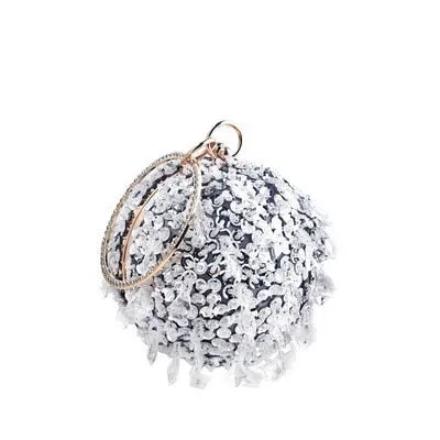 Round Rhinestone Studded Party Clutch Handbags