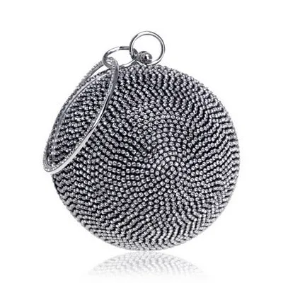 Round Rhinestone Studded Party Clutch Handbags