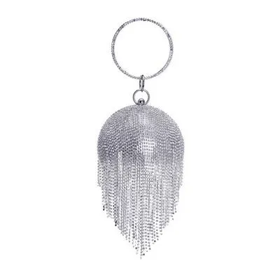 Round Rhinestone Studded Party Clutch Handbags