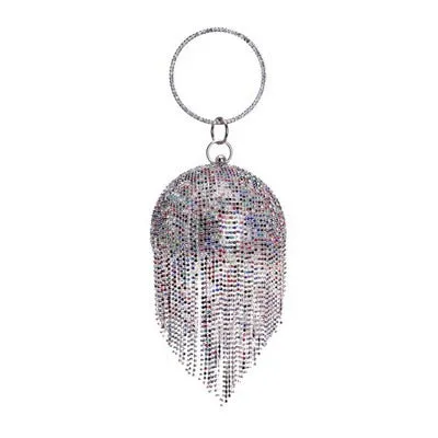 Round Rhinestone Studded Party Clutch Handbags