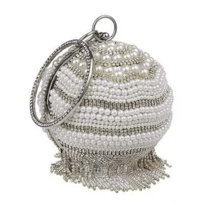 Round Rhinestone Studded Party Clutch Handbags