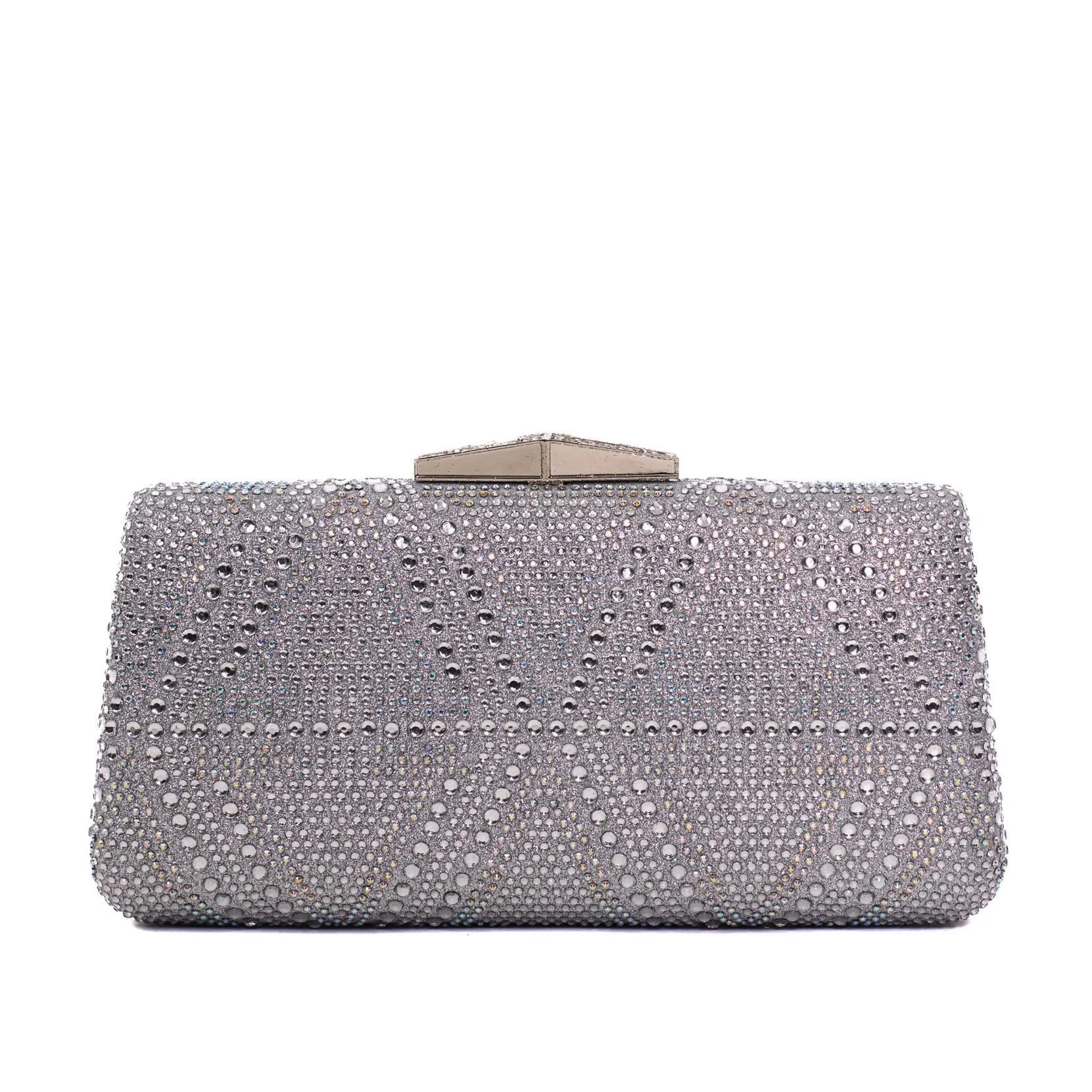 Silver Diamond Hasp Clutch Purse