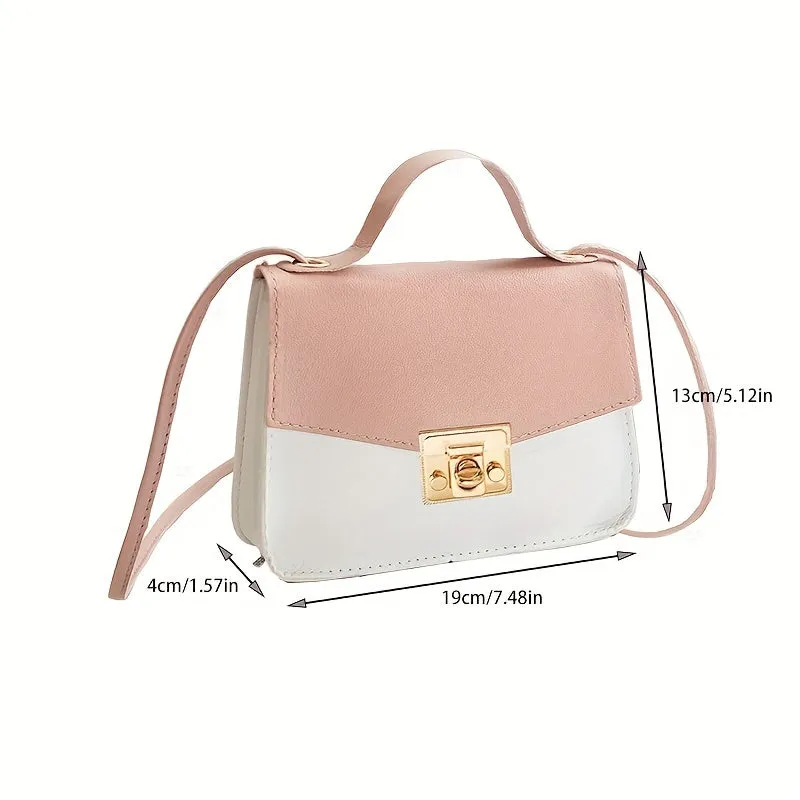 Two-Tone Design Buckle Leather Handbags
