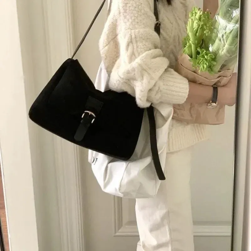 UAKISS  -  2024 New Fashion Women All Match Underarm Bag Y2k Aesthetic Streetwear Trendy Handbags Casual Simple Solid Shoulder Bags Female