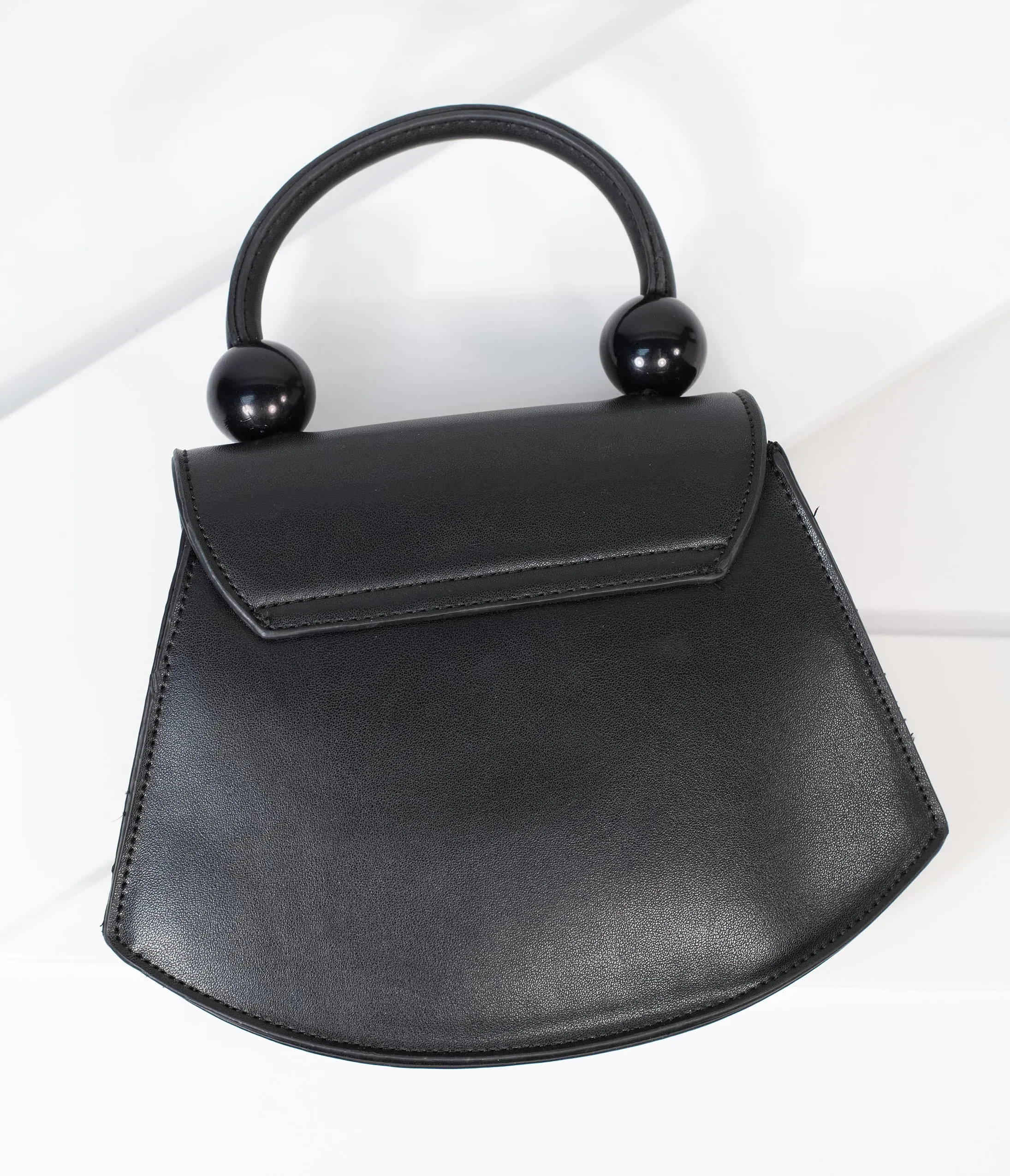 Vintage Style Black Leatherette Crescent Purse