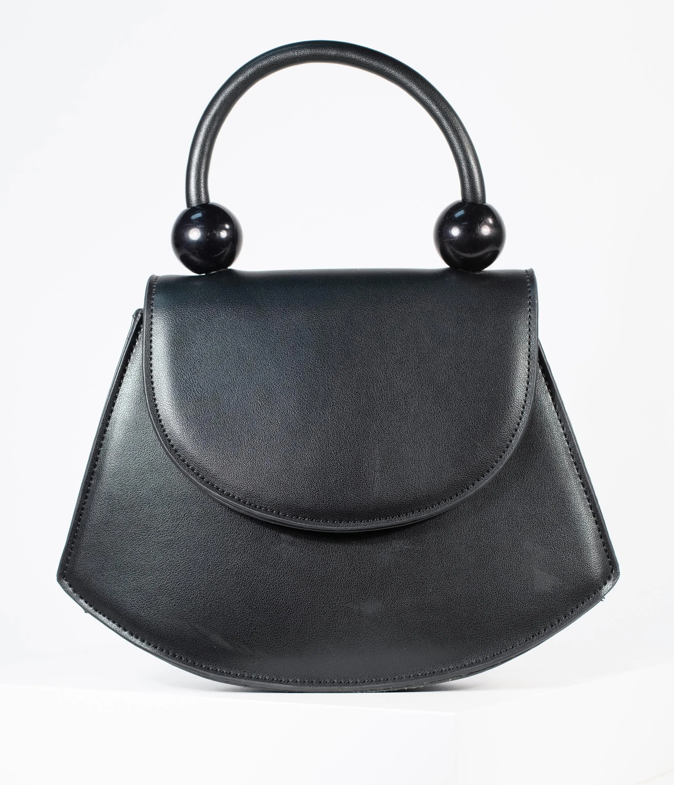 Vintage Style Black Leatherette Crescent Purse