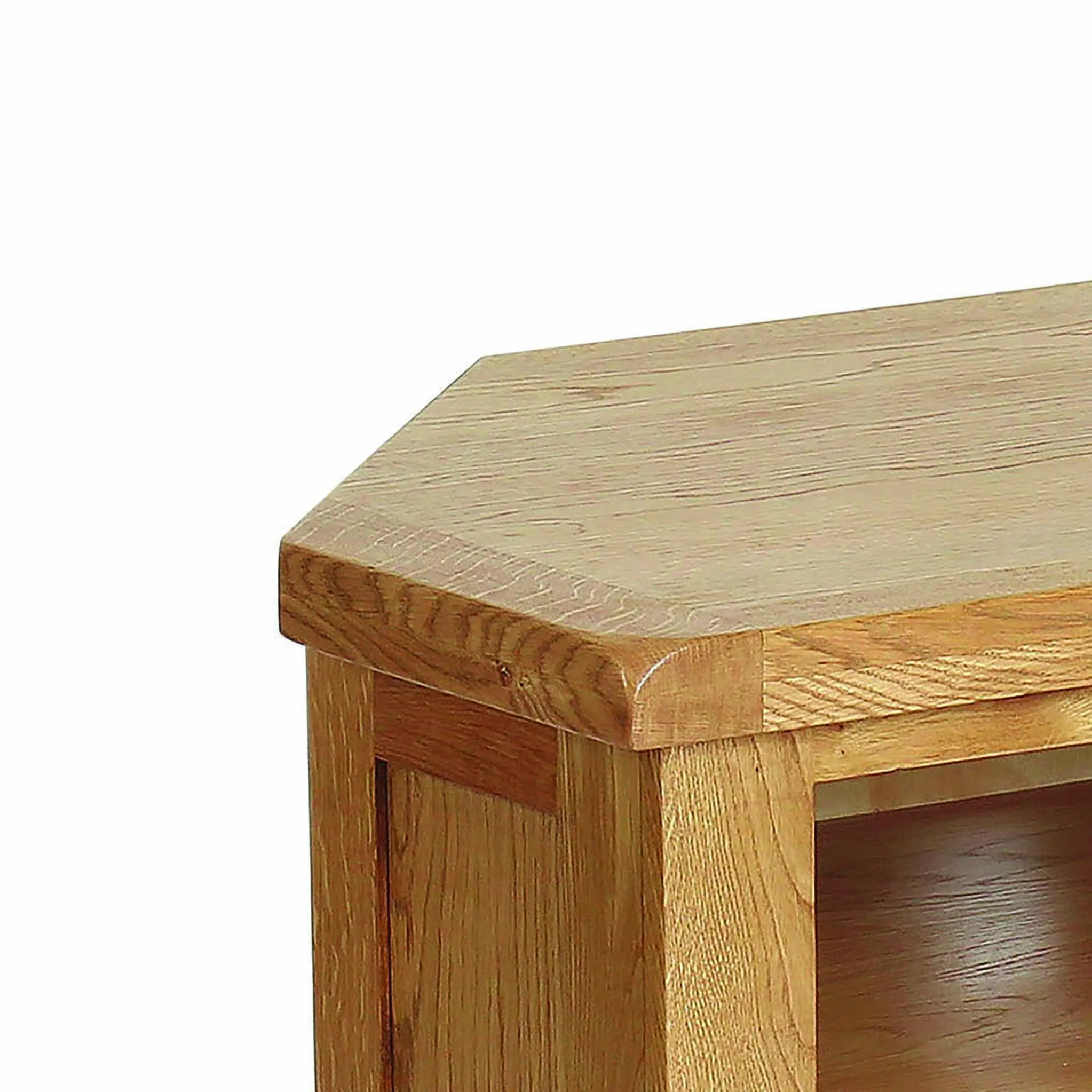 Zelah Oak Corner TV Stand with Baskets